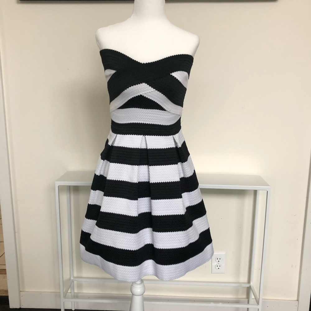 Express black and white striped dress